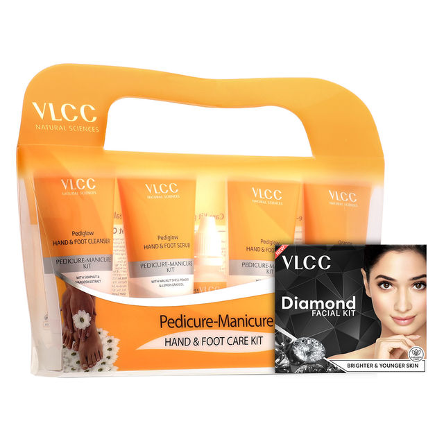 Vlcc Diamond Single Facial Kit(60gms) & Vlcc Pedicure-Manicure Hand & Foot Care Kit(1pc) Combo