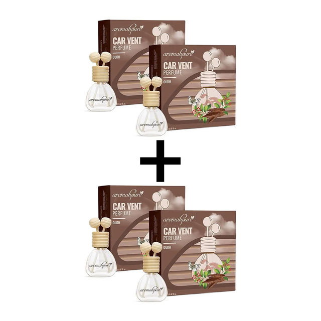 Aromahpure Car Perfume Vent Clip with Reed Stick | Oudh Fragrance | Last upto 30 days - Pack Of 2 28 ml X 2 Combo