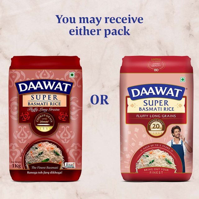 Daawat Super Basmati Rice | Long Grain 1 kg Combo