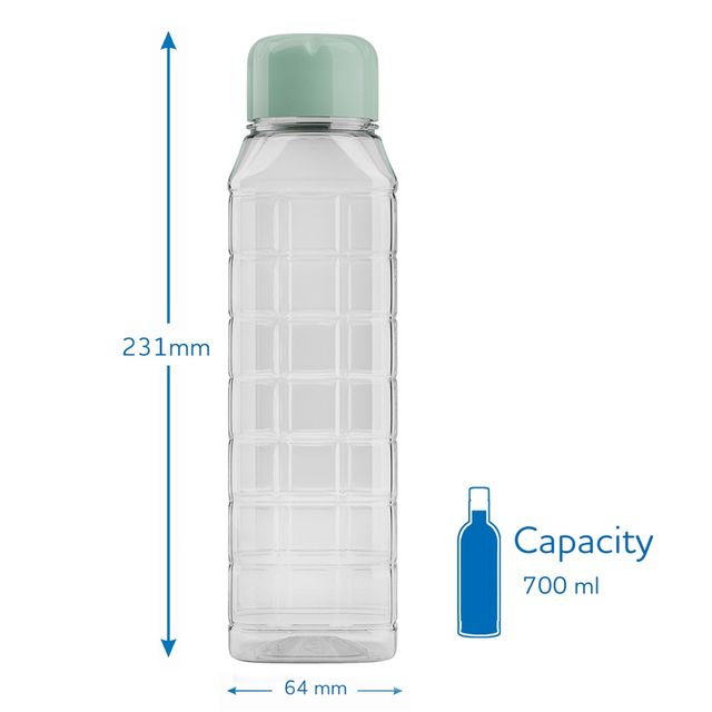 Kolorr Chess Bottle 700 ml Clear - Green Cap for Home | Fridge | Office | Gym | Yoga | School