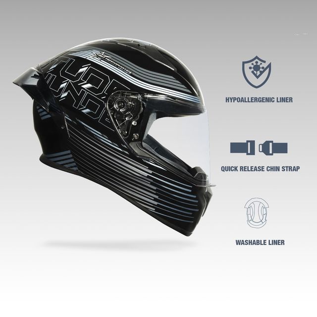 Studds Thunder D11 Full Face Helmet with Spoiler |Livid Grey - XL