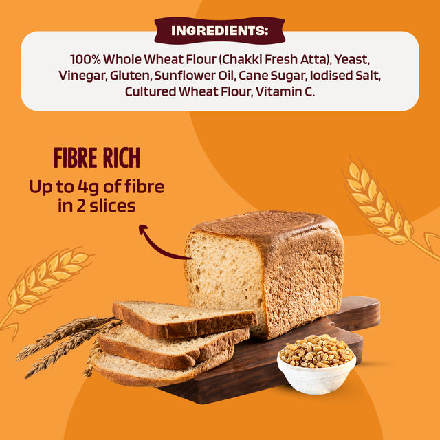 The Health Factory Zero Maida 100% Whole Wheat Bread | Clean Label - Not Brown