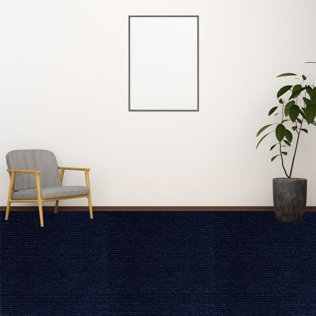 Wollzo Ribbed Floor Blue Carpet - 30 x 30 cm
