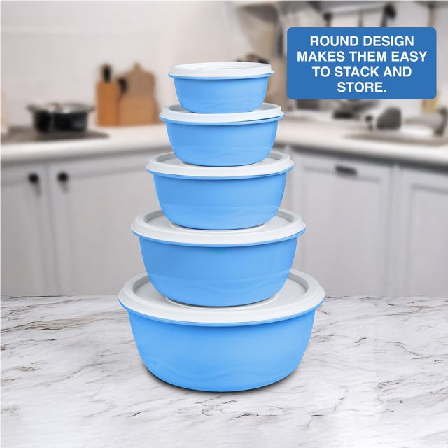 BAY6 Round Container Set With Lid - Blue 5pcs