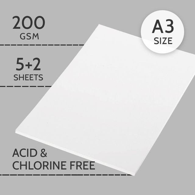 PaperPep Artists' Sketching & Drawing Paper 200GSM A3 Pack of 7 Sheets