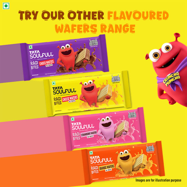 Tata Soulfull Ragi Bites Orange Wafers, No Maida, Wholesome Snack for Kids & Adults
