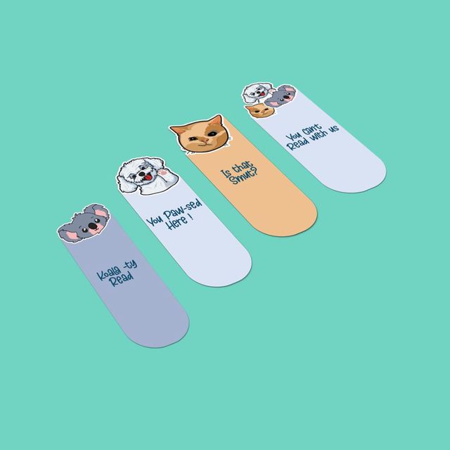 Mad Over Print Cute Bookmarker (Set Of 4)