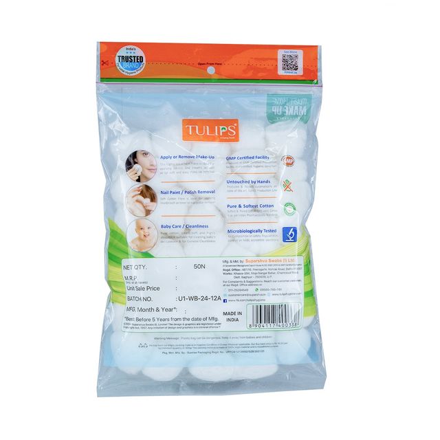 Tulips White Cotton Balls Pouch