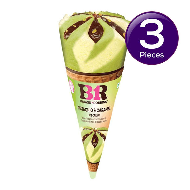 Baskin Robbins Pistachio & Caramel Ice Cream Cone 110 ml Combo