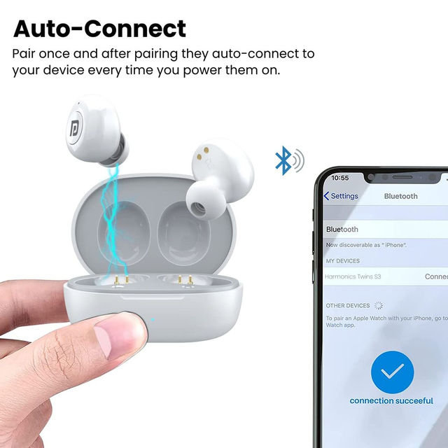 Portronics Harmonics Twins S3 Smart Tws Bluetooth 5.2 Earbuds With 20 Hrs Playtime(White)