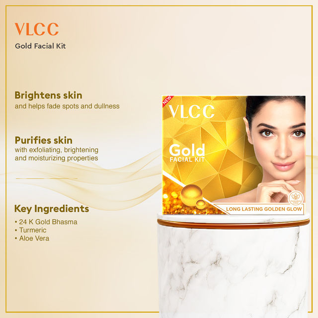 Vlcc Gold Facial Kit For Luminous & Radiant Complexion(60gms) & Vlcc Pedicure-Manicure Hand & Foot Care Kit(1pc) Combo
