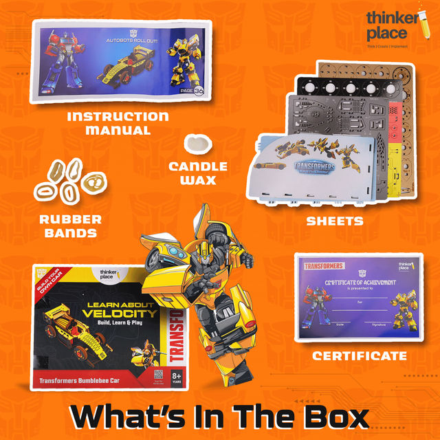 ThinkerPlace Transformers Bumblebee Racing Kit | Build, Learn & Play with Pull-Back Car (Age 8+)