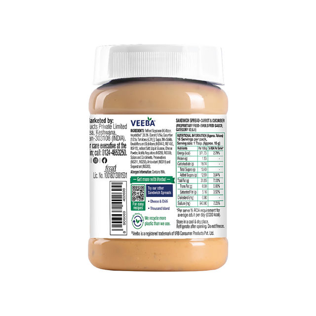 Veeba Sandwich Spread Carrot & Cucumber (250g) Combo | Pack of 2