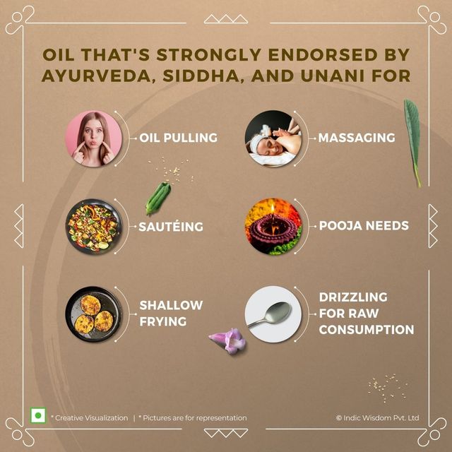 Indic Wisdom Wood Pressed White Sesame Oil | Bottle