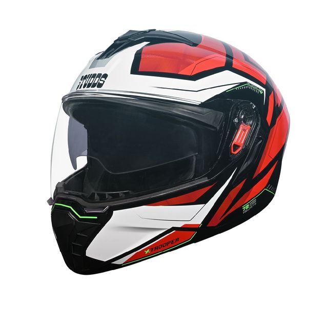 Studds Trooper D2 ISI-DOT CertifiedFlip-up Helmet with Dual Visor |Black Red - M