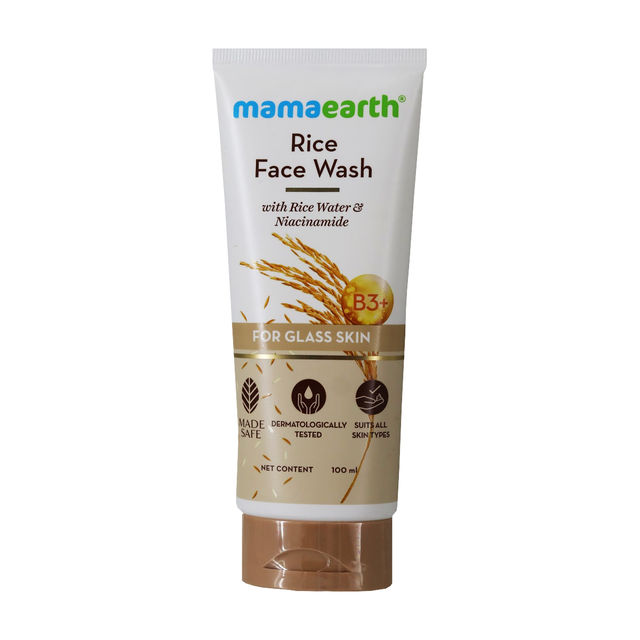 Mamaearth Rice Face Wash With Rice Water & Niacinamide For Glass Skin | Hydrated, Even SkinTone