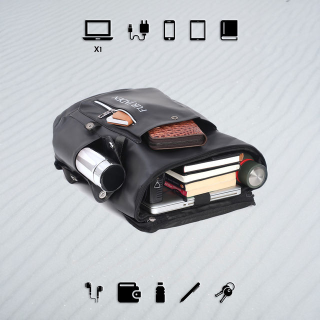 Buy Fur Jaden 21 L Anti-Theft Style Black Vegan Leather Stylish