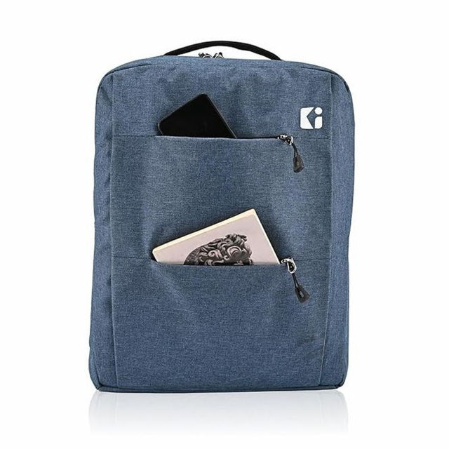 Kuber Industries Men's Solid Nylon 18 L Padded Grab Handle Backpack | Navy Blue - 15.6 Inches