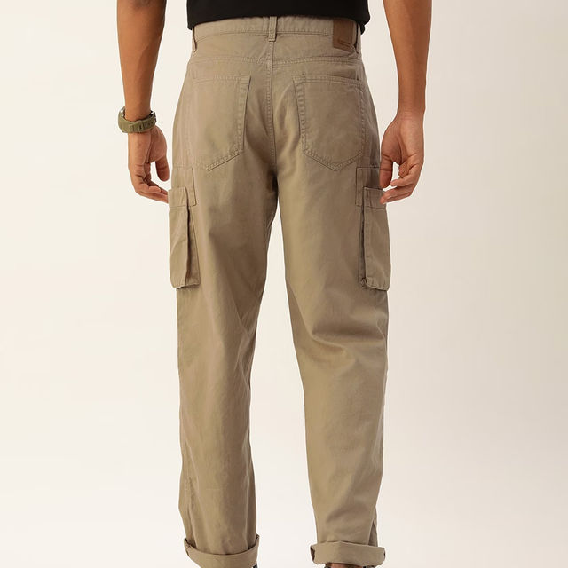 Bene Kleed Men's Straight Cargo Trousers | Ivory Beige - 34