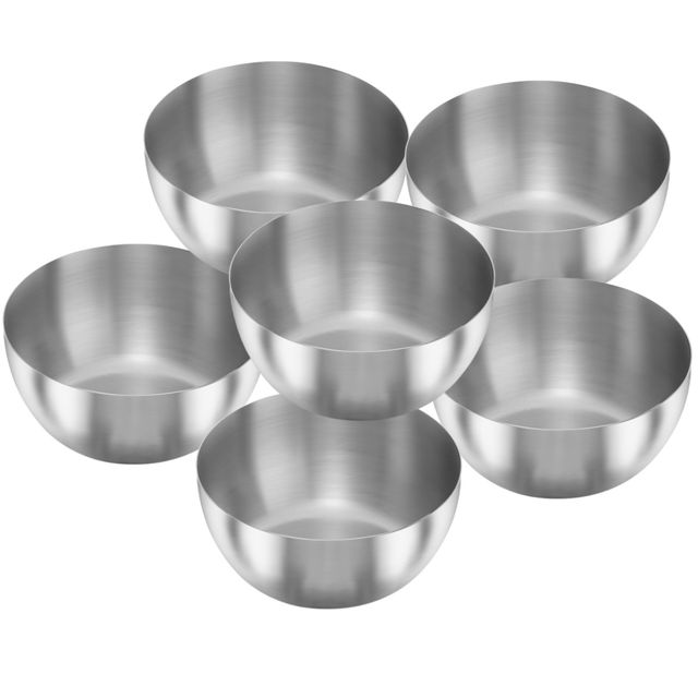 Limetro Steel 6 Pcs Steel Chikoo Bowls | Diameter - 9.5 cm | Capacity - 300 ml
