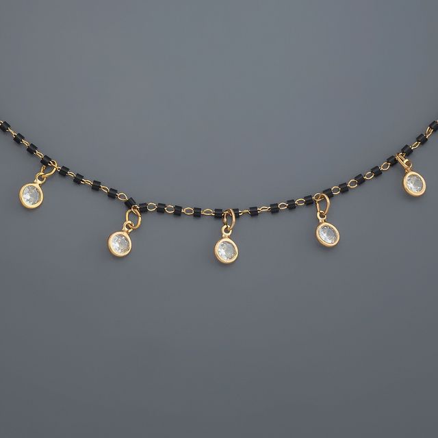 Kushal s Fashion Jewellery White Gold-Plated Zircon Trendy Mangalsutra | 441321