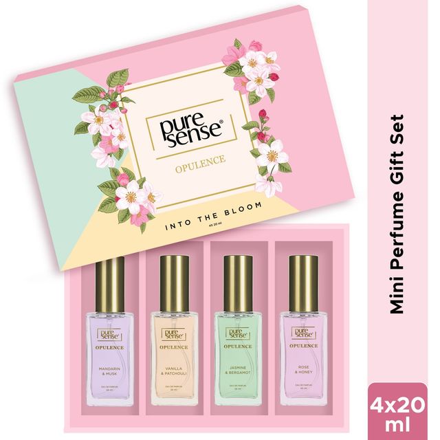 Puresense Into The Bloom Perfume Gift Set (Vanilla+Mandarin+Jasmine+Rose) - For Women