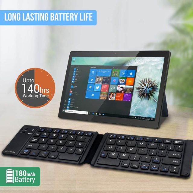 Portronics Wireless Rechargeable Foldable Keyboard(Black)