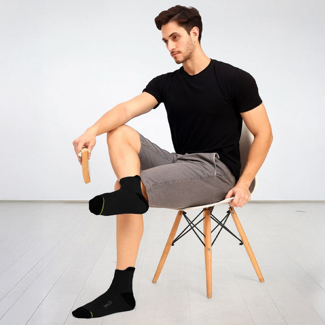 Freecultr Unisex Striped Cotton Blend Ankle Socks | Black - Free Size 1 pc X 2 Combo