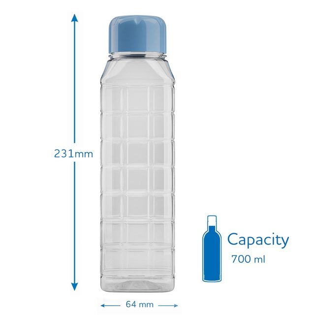 Kolorr Chess Bottle 700 ml Clear - Blue Cap for Home | Fridge | Office | Gym | Yoga | School