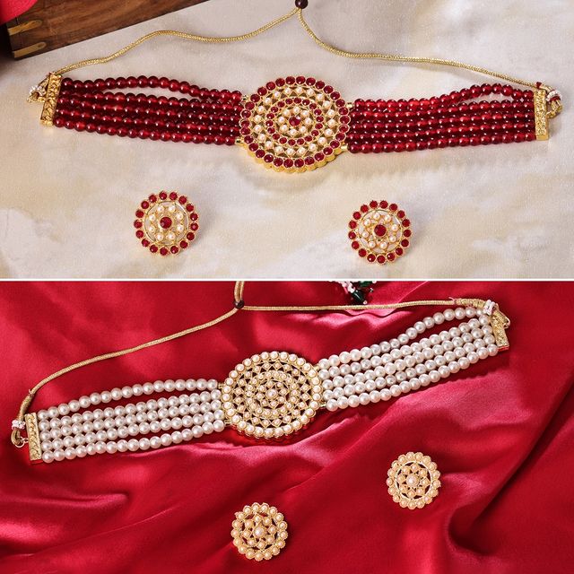 Sukkhi Amazing Gold Plated Combo Choker Necklace Set For Women