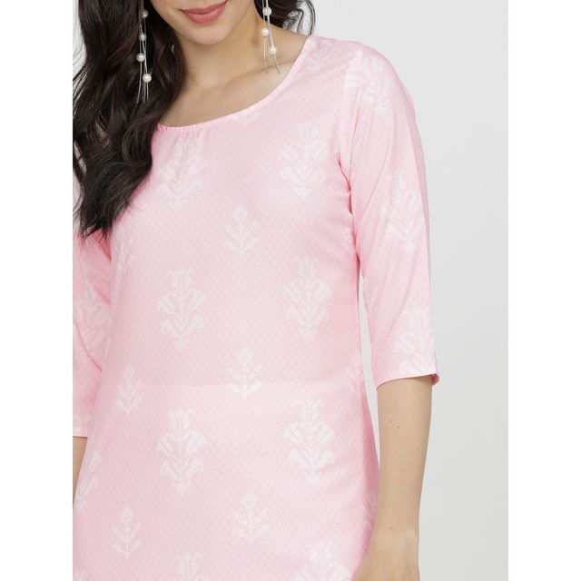 Ketch Women Ethnic Motifs Printed Straight Kurta | Pink | L