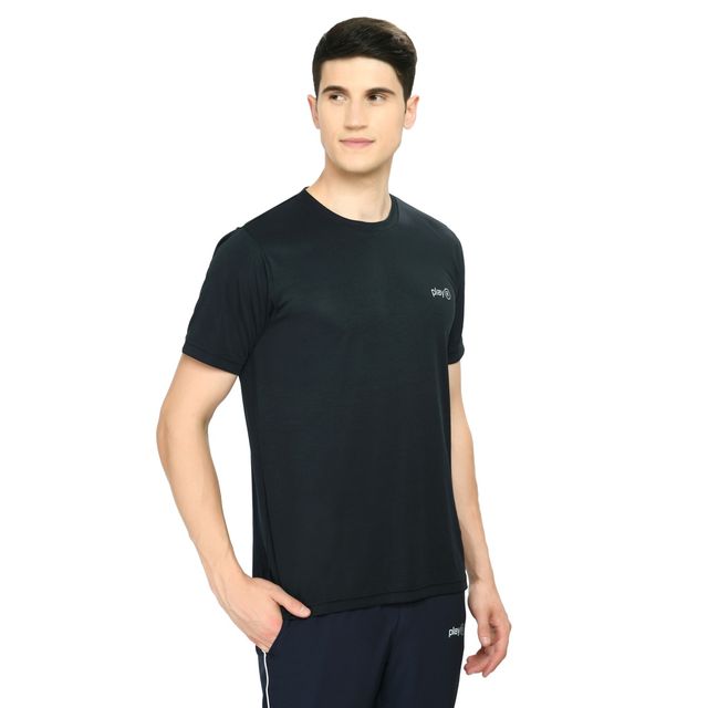 Playr Men's Adult Running Core Run Tee Polyester for All Season | Navy | M