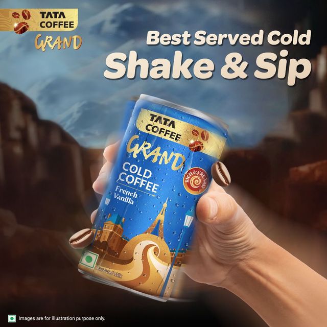 Tata Cold Coffee French Vanilla Iced Coffee, Rich & Creamy, Flavoured Milk, Can