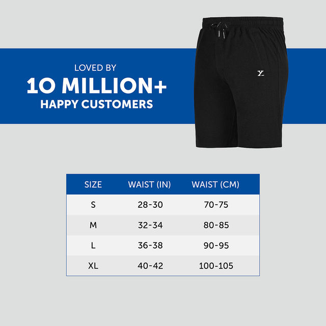 XYXX Men's Solid Cotton Shorts | Black - L