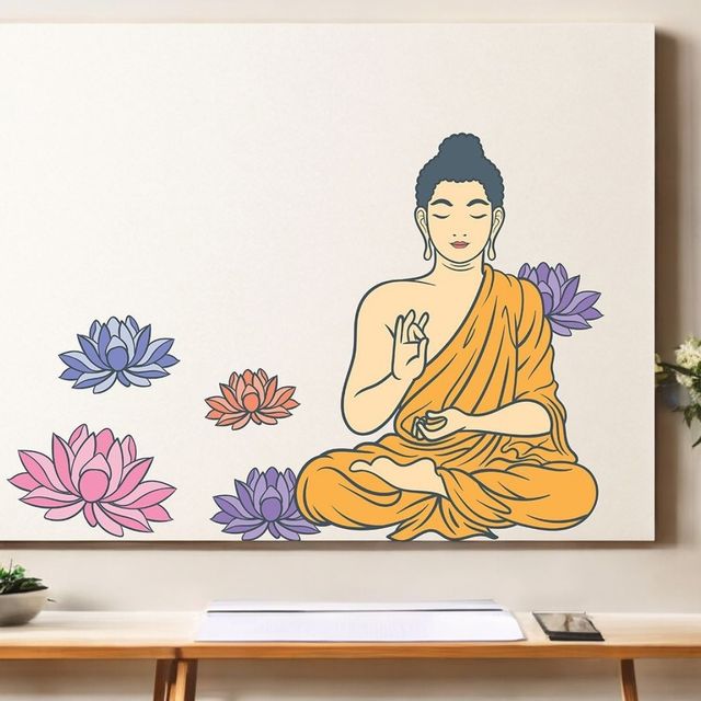 Wollzo 90 cm Buddha Removable Sticker