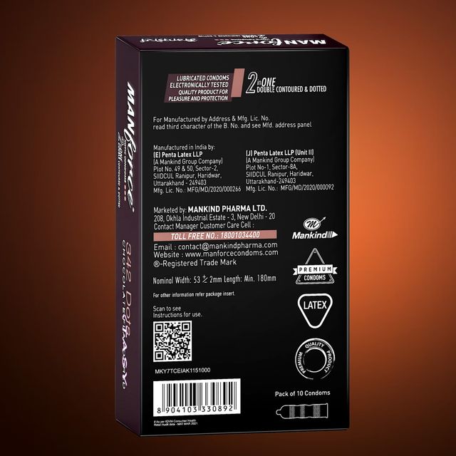 Manforce Xotic Extra Dotted Strawberry Flavoured Condoms(10pc) & Manforce Xotic 2 In 1 (Contoured, Dotted) Chocolate Flavoured Condoms(10pc) Combo