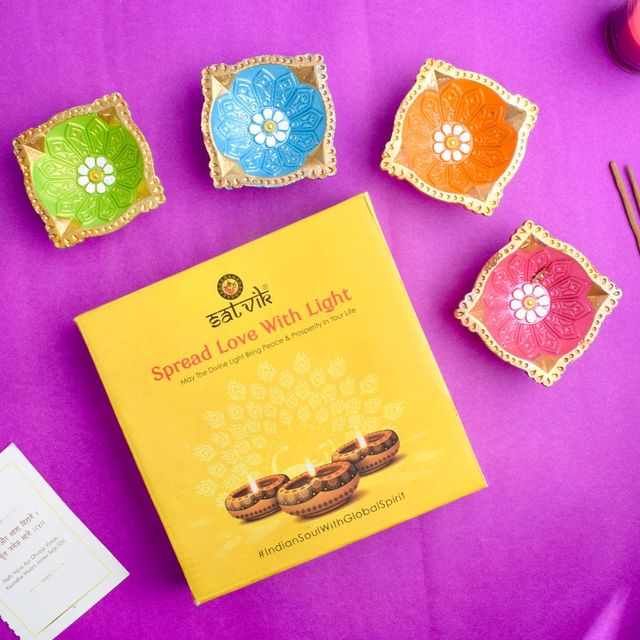 Satvik Designer Multicolor Clay Diya | Assorted Shapes