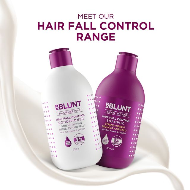 Bblunt Hair Fall Control Combo for Stronger Hair with Pea Protein & Caffeine:Shampoo 300ml & Conditioner 250g Combo