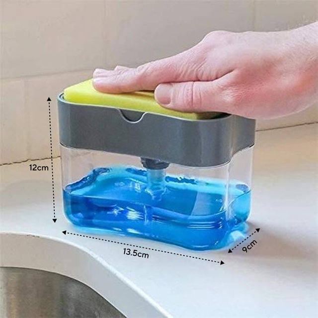 Daluci 2-In-1 Soap Dispenser For Dishwasher Liquid with Pump and Sponge | Multi Color