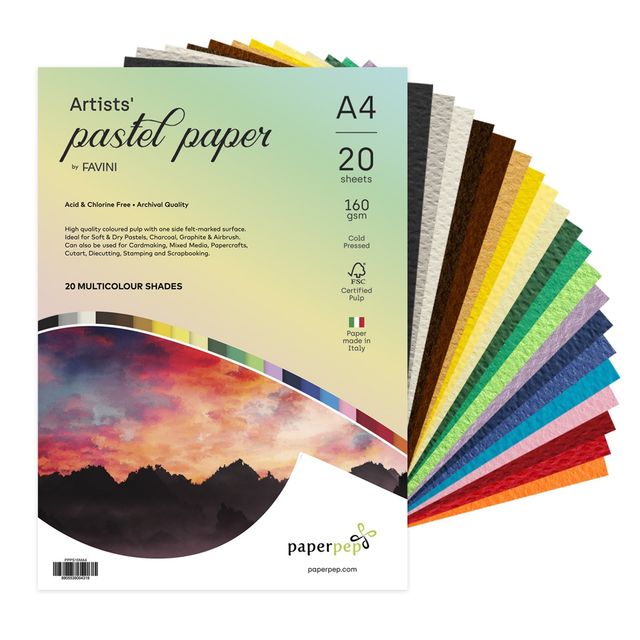 Paperpep Artists Pastel Papers 160Gsm A4 Multicolor Shades Assorted Pack Of 20 Sheets
