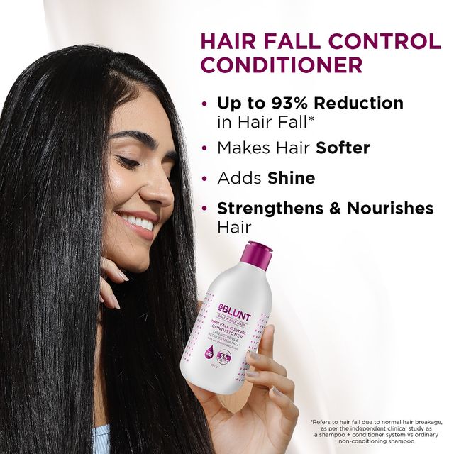 Bblunt Hair Fall Control Combo for Stronger Hair with Pea Protein & Caffeine:Shampoo 300ml & Conditioner 250g Combo