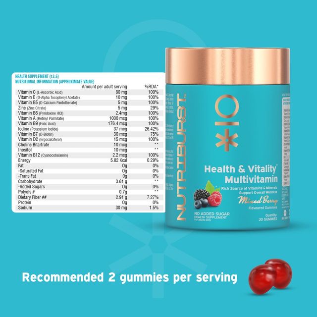 Nutriburst Health & Vitality Gummies With Multivitamins & Biotin
