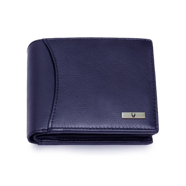 Wildhorn Men'S Leather Wallet Gift Set | Blue - One Size (1pc) & Calvadoss Unisex Canvas Belt | Canu-1054 | Beige | Upto 40 Inch (1pc) Combo