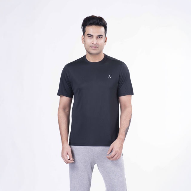 Actimaxx Men Solid Round Neck Chest Logo Dri-Fit T-shirt | Pack Of 2 | L | Colour May Vary