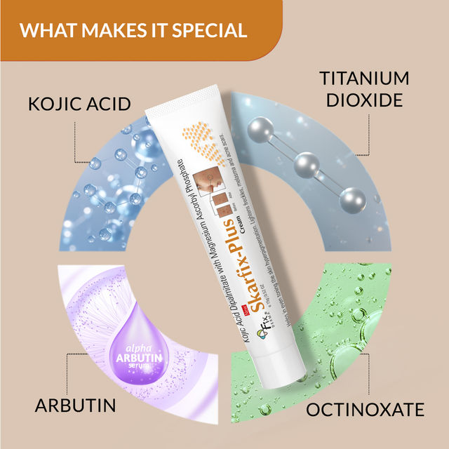 Fixderma Skarfix Plus Cream with 2% Kojic & 1% Arbutin | For Dark Spots & Pigmentation