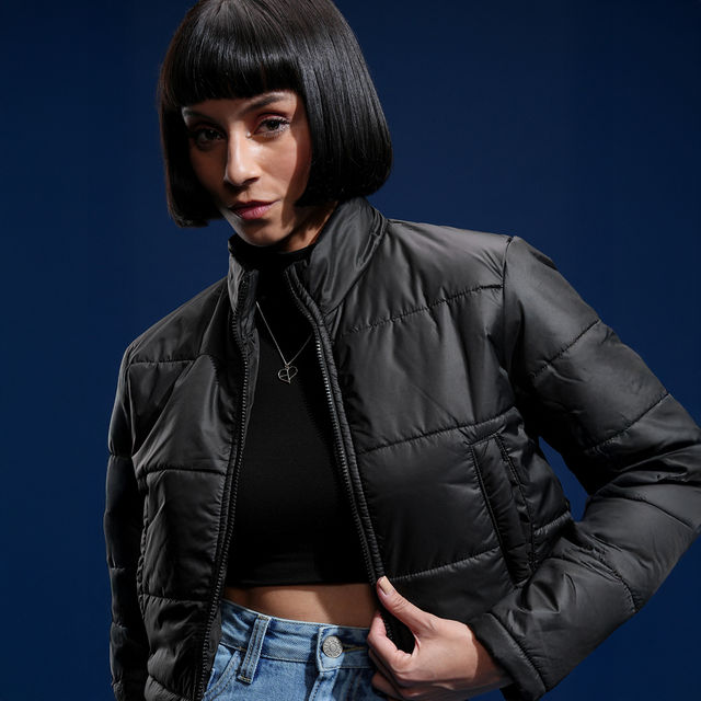 Buy Tokyo Talkies Women's Mock Collar Solid Casual Puffer Jacket