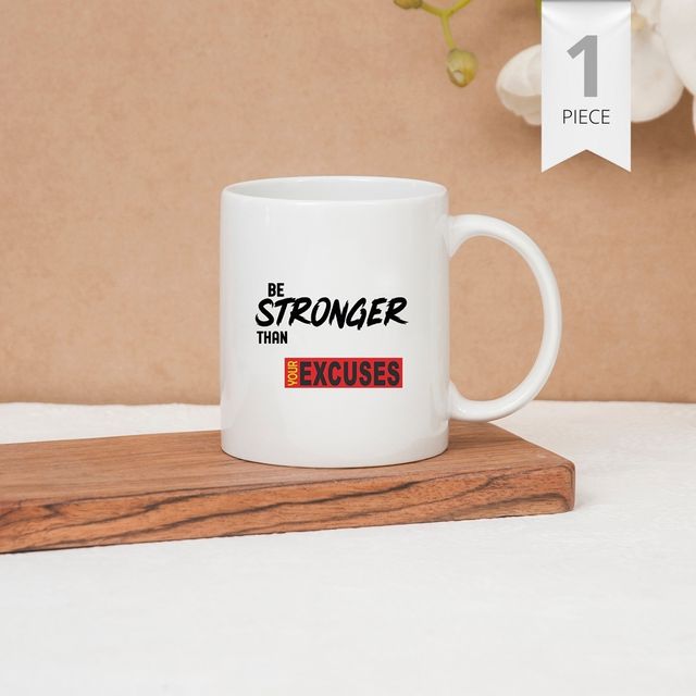 Clay Craft Fine Ceramic Swiss Rez27 Microwave Safe Coffee Mug With Be Stronger Quote | 360 ml