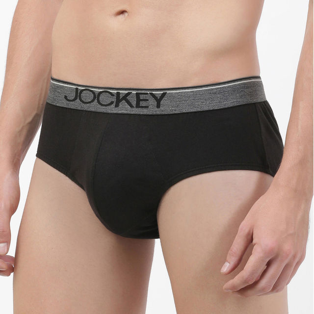 Jockey Men's Solid Super Combed Cotton Brief | Black - XL