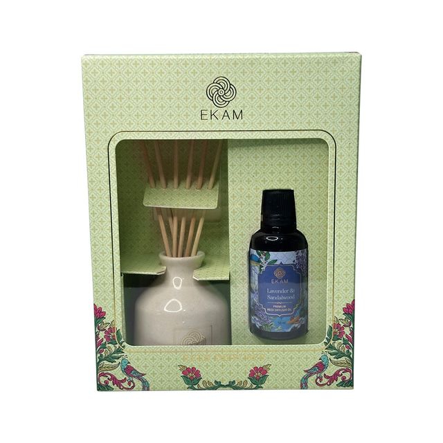 Ekam Reed Diffuser Gift Set | Lavender & Sandalwood| Rakhi Gift for Brother & Sister