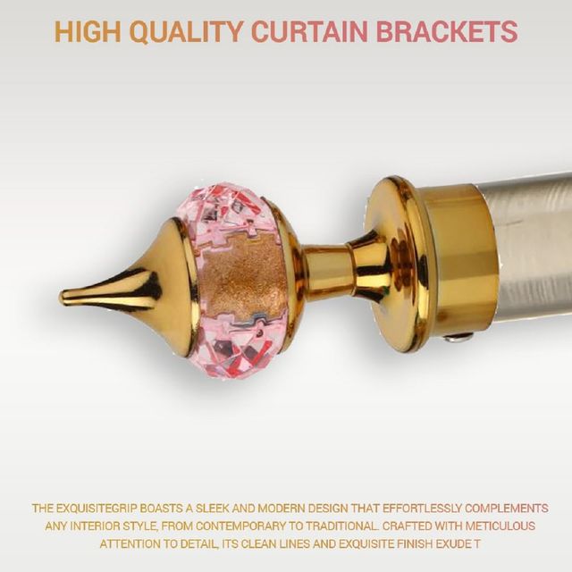 Gloxy Aluminium Single Diamond Curtain Brackets with Support Fittings 1 in Rod